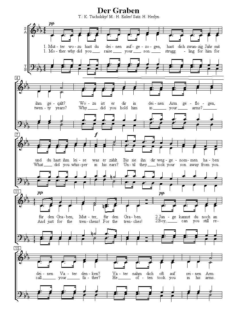 Der Graben Kurt Tucholsky Friedenslieder - Canto Chormusik