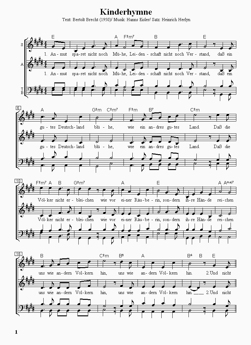 Brecht, Bert Canto Chormusik